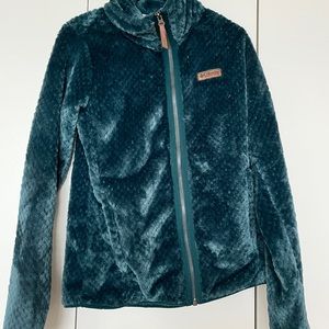 Columbia original furry green blue coat